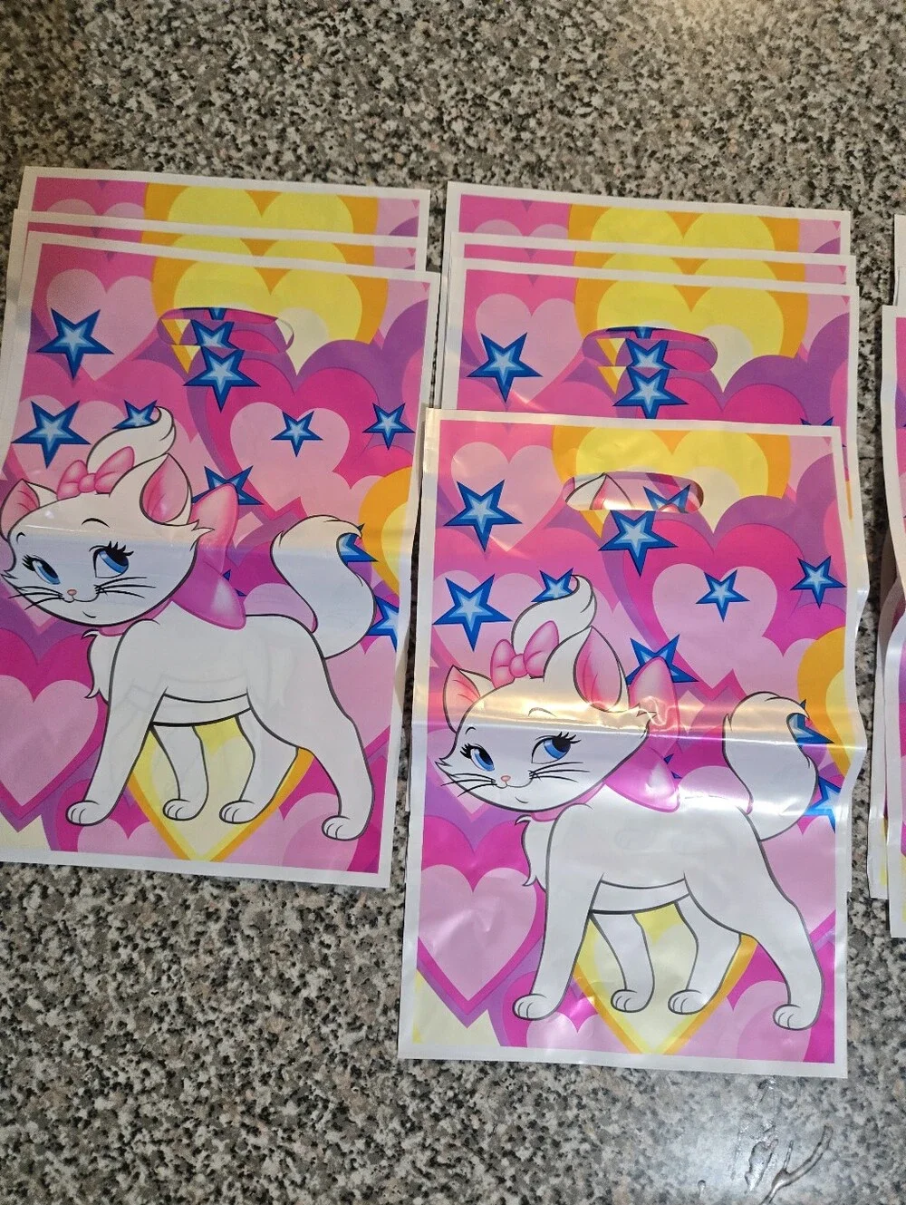 Cute Marie The White Kitty Party Favor Bags - Pink With Hearts